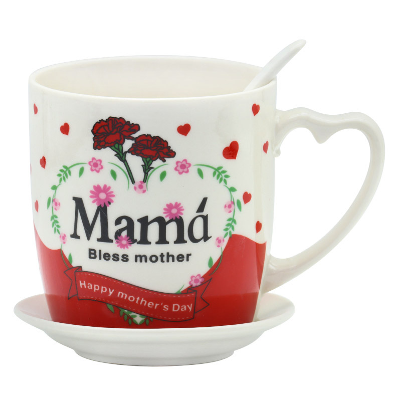 创意镀金西语母亲节陶瓷马克杯牛奶杯大容量杯具外贸专供带柄勺托盘咖啡杯套装送妈妈的礼物工厂直供支持多语做客logo详情1