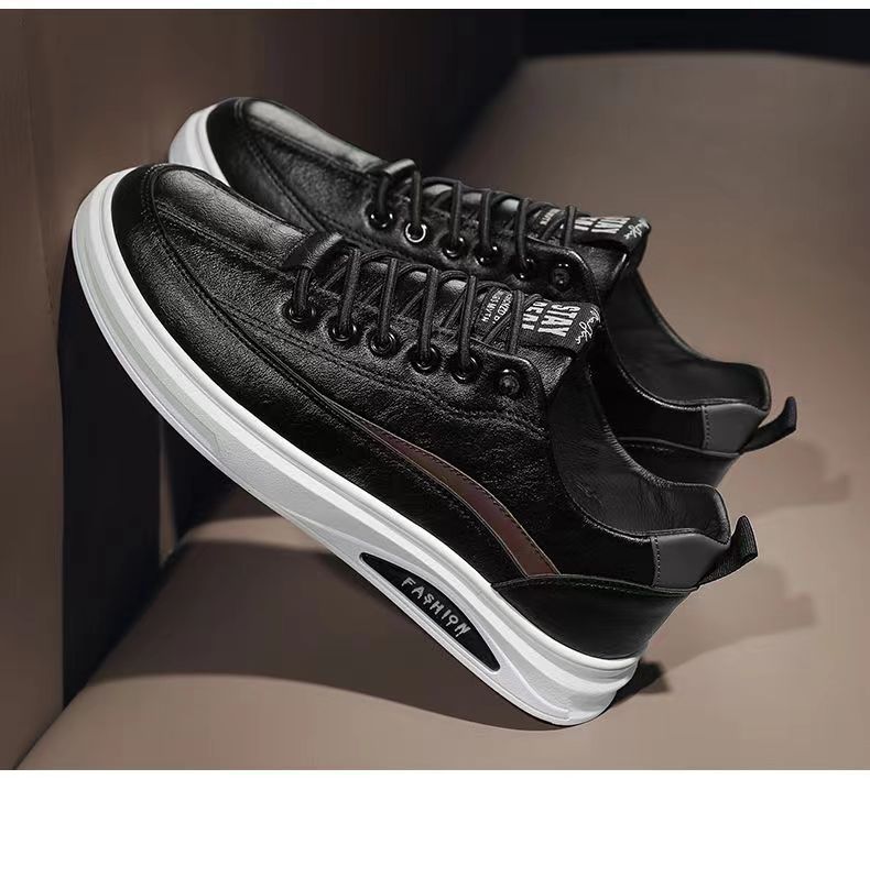 皮鞋休闲男款百搭男鞋春秋潮流低帮平板鞋男士小白鞋软底皮鞋男款详情18