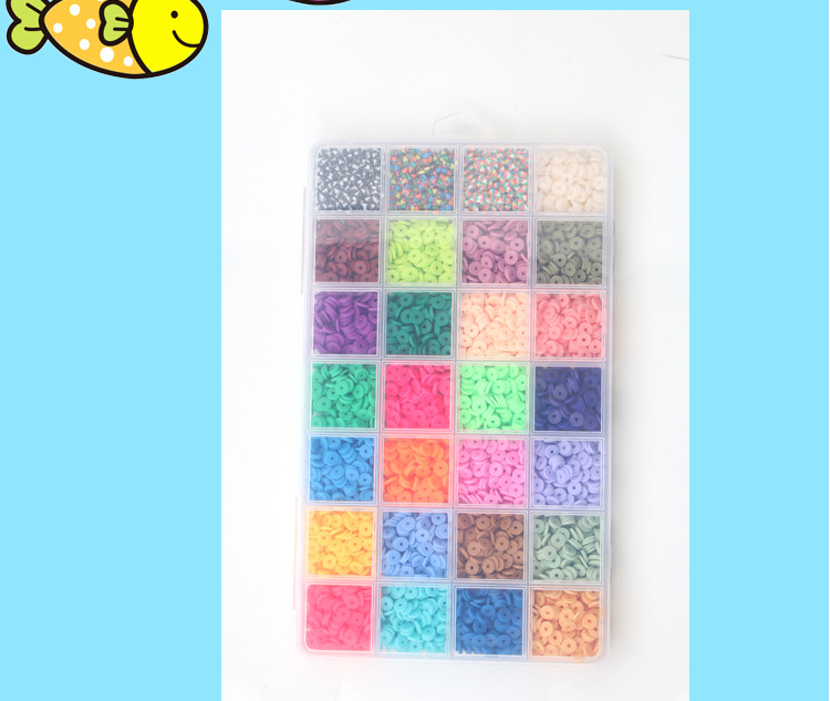 软陶片串珠单色6mm 首饰制作DIY手链项链饰品配件28格软陶片盒装详情9