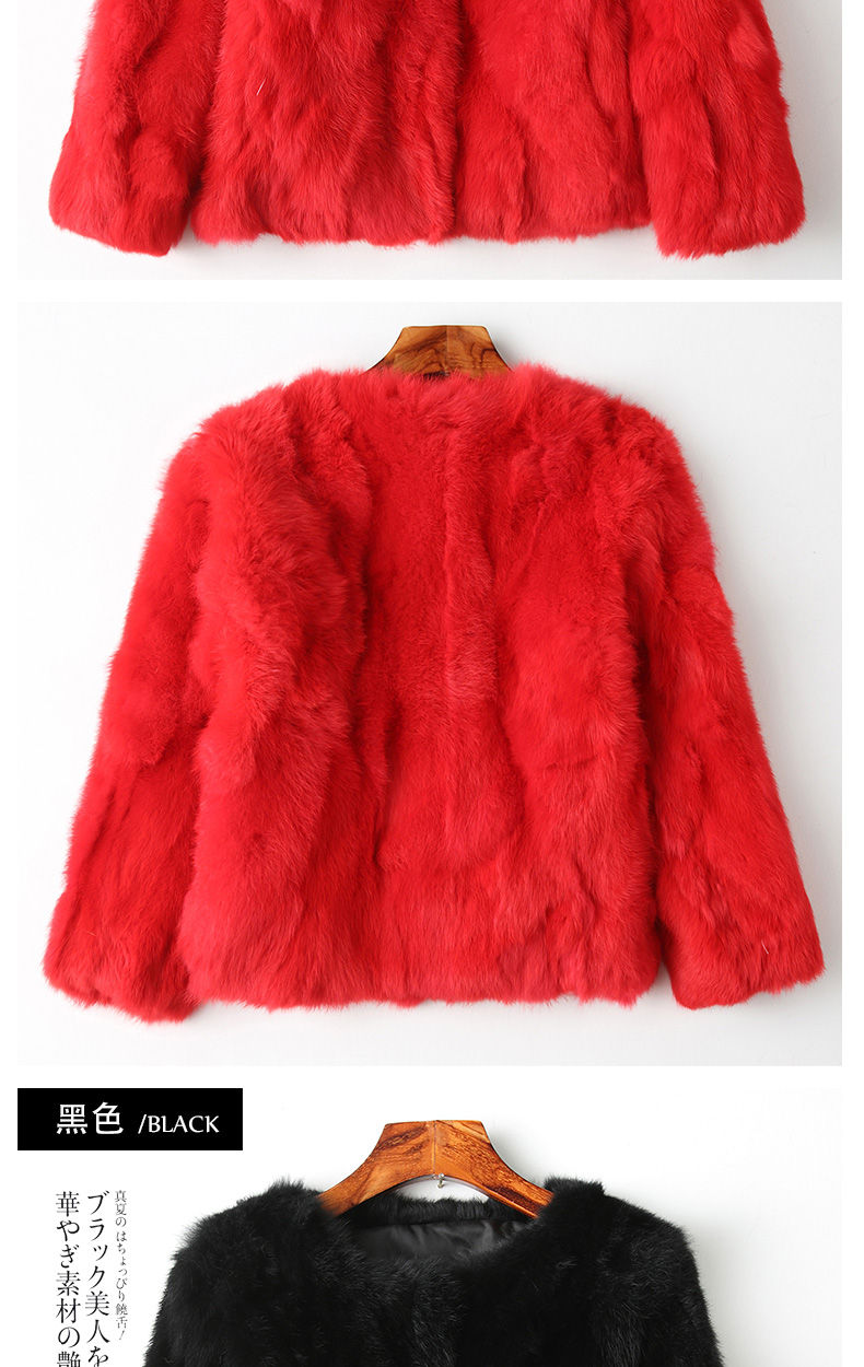 Export trade, one-piece consignment of real rabbit fur coats for women, short style, new Korean style, slimming fur wholesale pic 9