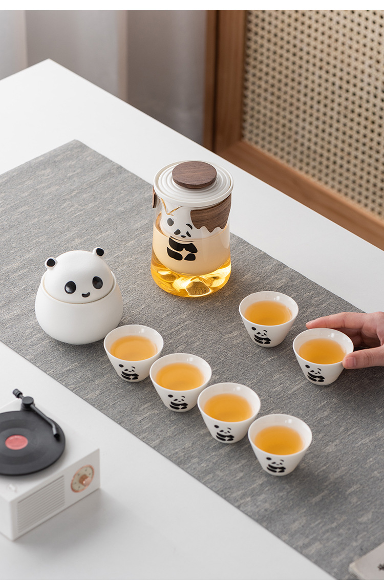 熊猫功夫茶具茶杯套装便携式旅行茶具泡茶壶快客茶杯高档商务礼品详情9