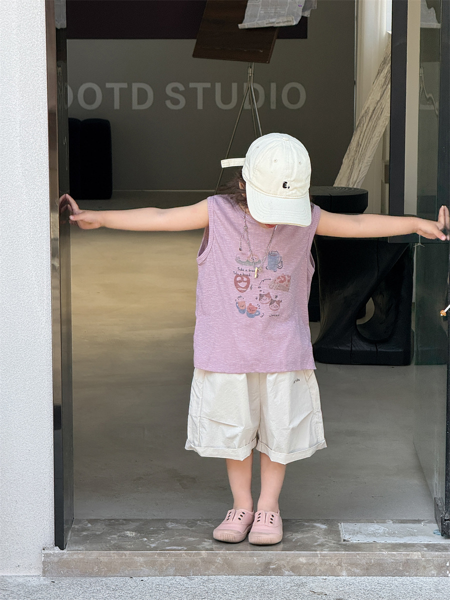 宝宝短袖夏装薄款男童夏款韩版童装2024夏季儿童拉架印花背心详情19