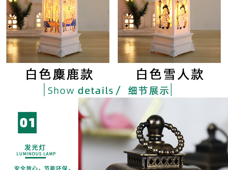Christmas wind lanterns, candlestick lights, night lights, old man snowman decorations, night lights, table ornaments, Christmas decorations pic 6