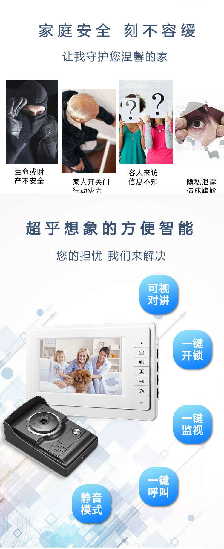 Wholesale of source factory villa video intercom doorbells, cross-border best-selling video doorbells for foreign trade pic 2