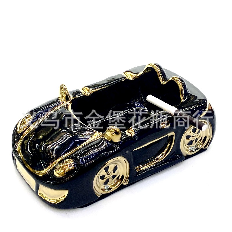 Creative, personalized and fashionable ceramic car model for cigars, portable household ashtray, special golden castle vase for cigars pic 9