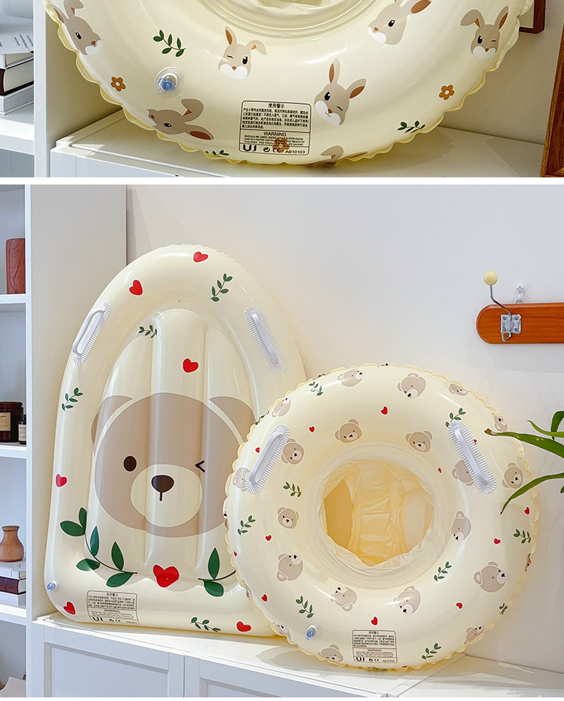 24新款儿童卡通兔子游泳圈宝宝下沉式座圈小孩水上浮排小熊批发详情11