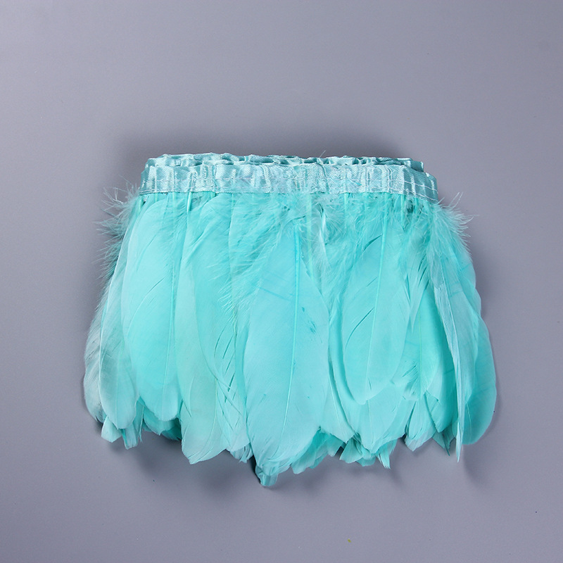 Wholesale from the manufacturer of large goose feather fabric with feather lamps, clothing accessories, DIY handicrafts, decorative colorful feather fabric edges pic 21