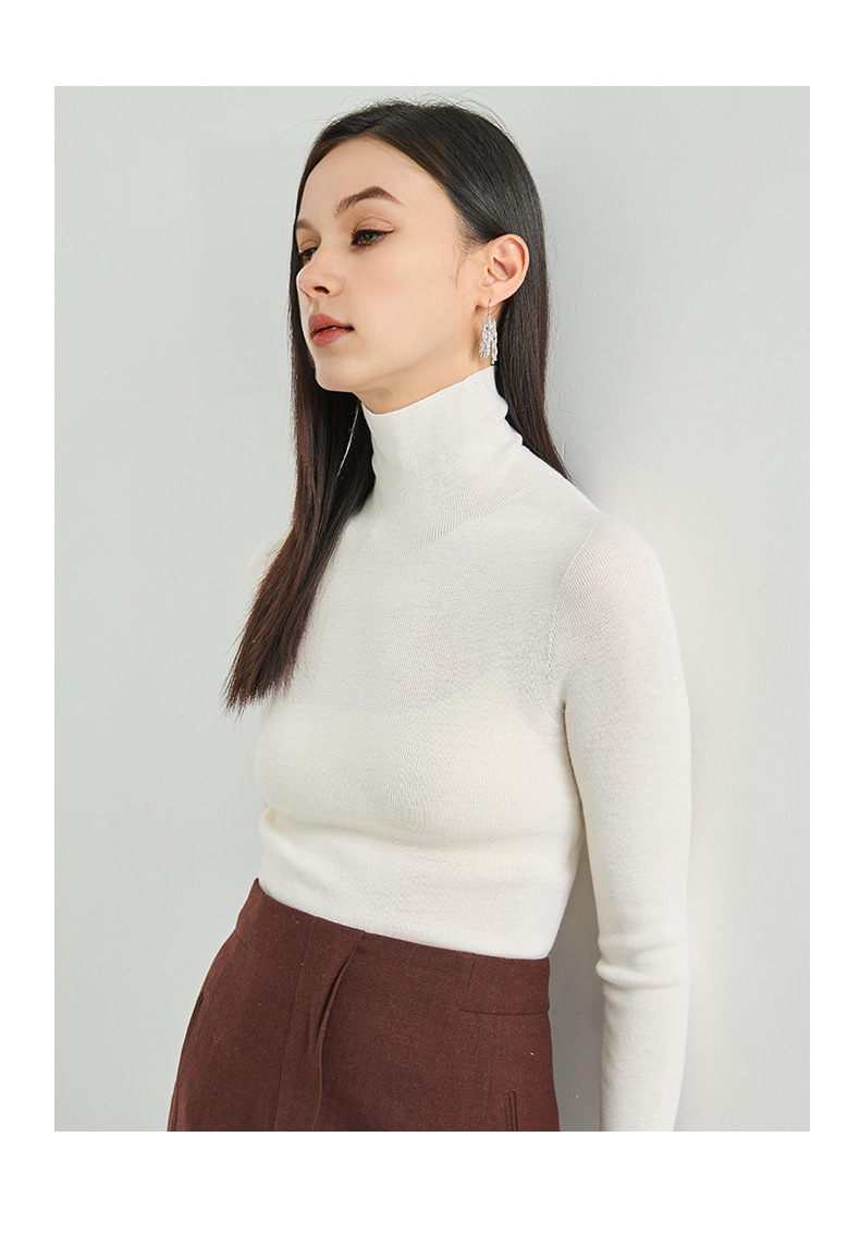 100% wool high-neck base layer shirt, a new bestseller for autumn and winter, versatile and stylish. Pair it with a long-sleeved knitted sweater and top for women pic 15