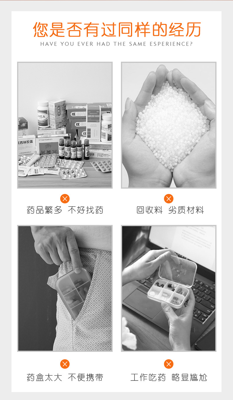 Nordic-style portable medicine box, food-grade plastic mini box, portable medicine box for a whole day pic 2