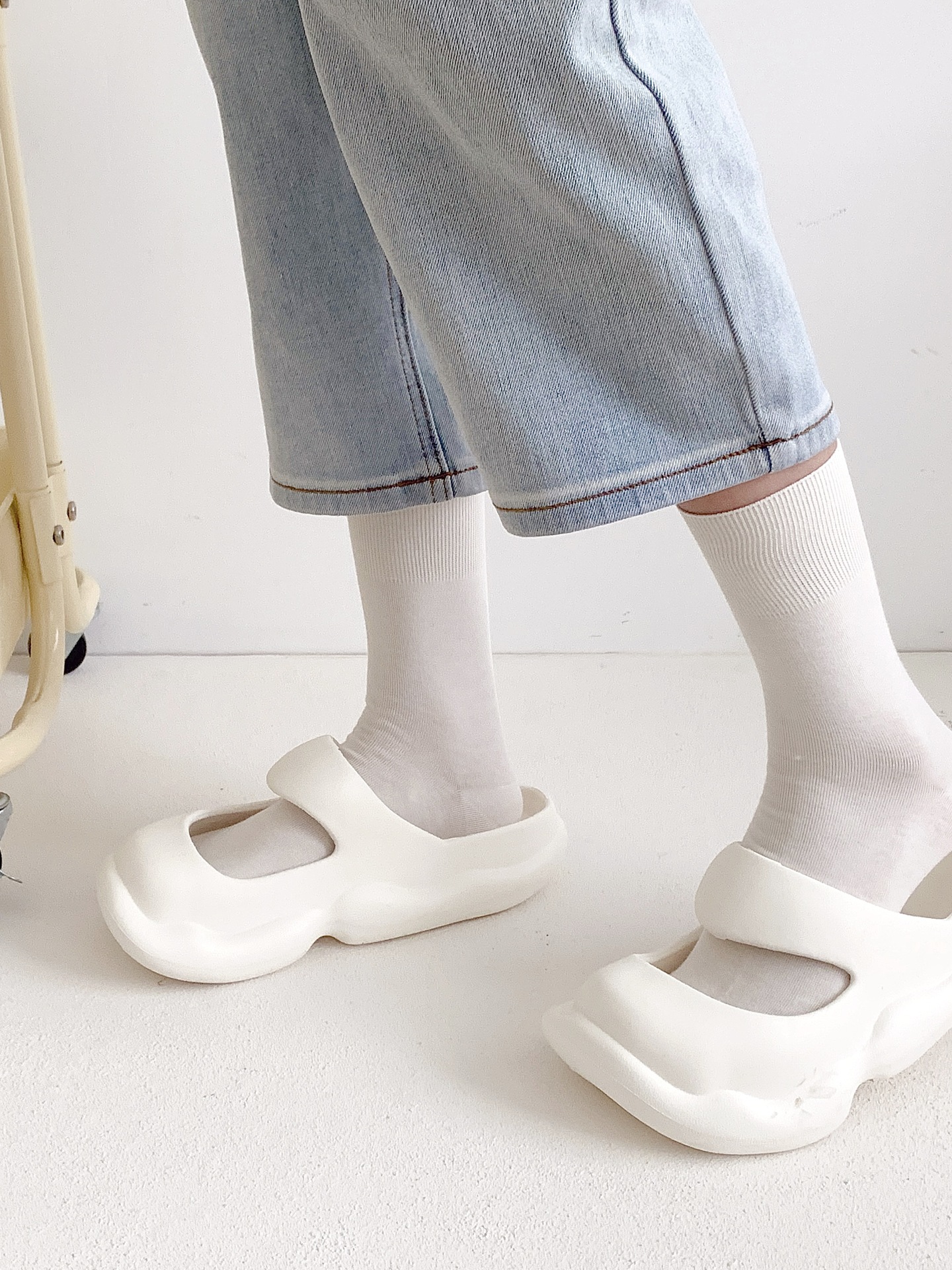 夏天女生袜子无骨堆堆月子袜日系马卡龙色松口春夏薄款简约中筒袜详情12