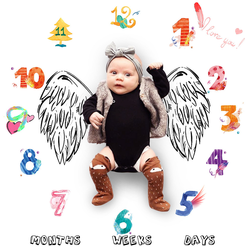 Baby milestone month photography background cloth, baby creative digital photography blanket background cloth, photography props pic 12