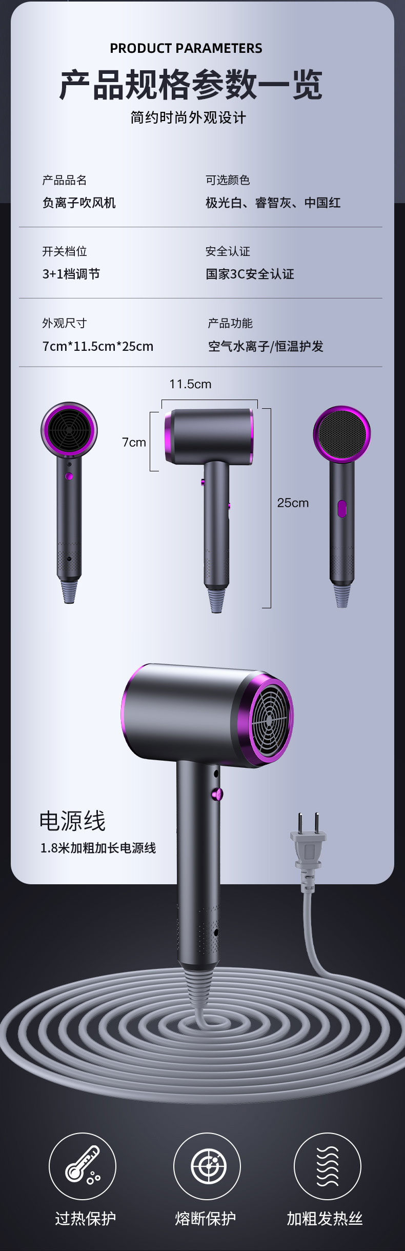 Gift hammer hair dryer, electric hair dryer, household negative ion hair care, cold and hot air, high-power hair dryer, cross-border pic 14