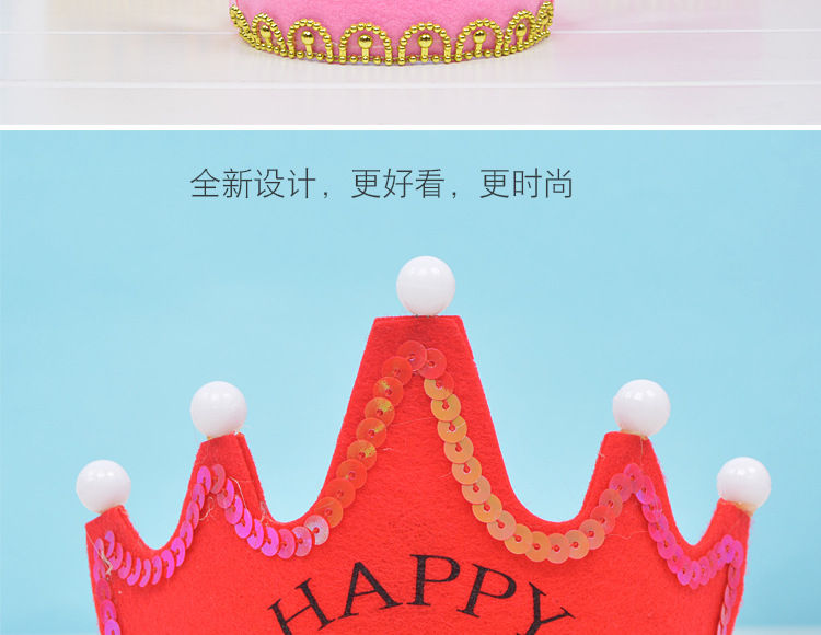 节日用品批发儿童发光生日帽派对皇冠帽 网红带灯发光生日发箍头箍卡通帽详情7