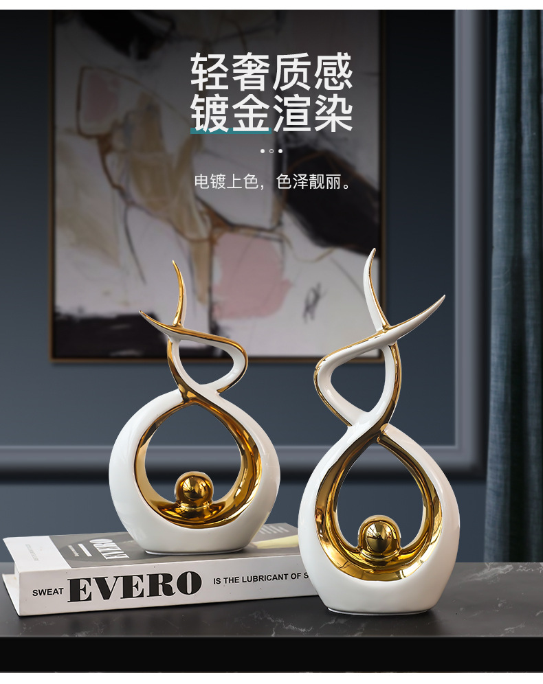Modern light luxury ceramic ornaments, living room entrance TV cabinet, creative office table, wine cabinet, home decoration for moving in pic 1