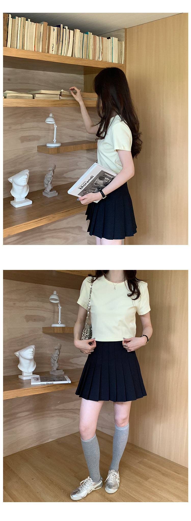 短款圆领t恤女春季2025广州十三行新款韩版纯色简约百搭短袖上衣详情8