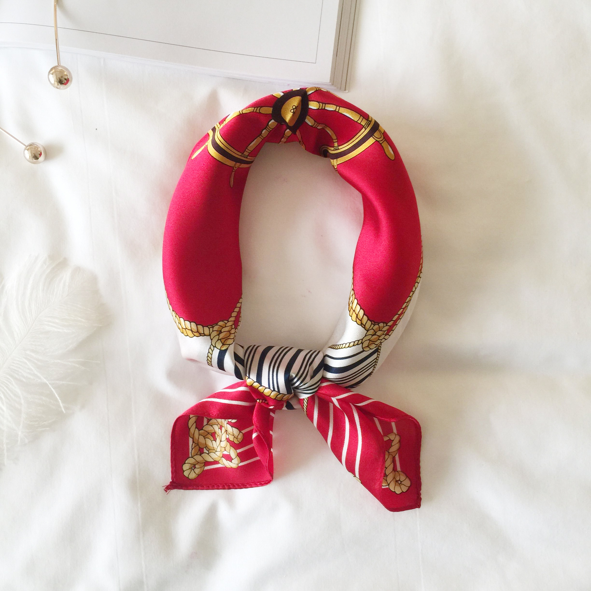 Wholesale silk scarves for overseas gifts and return gifts, cross-border silk autumn and winter decorative plain crepe satin 53cm floral neckerchiefs, small square scarves pic 105