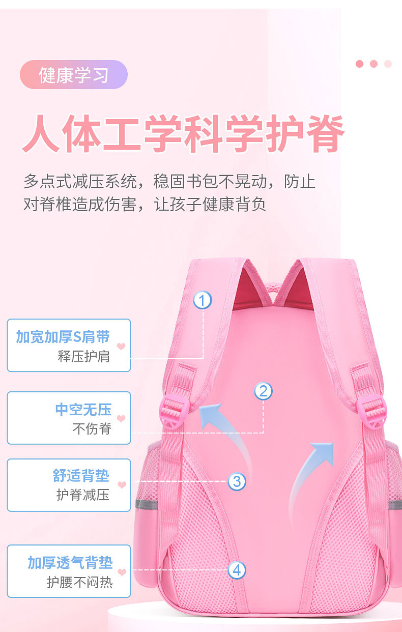 小学生书包儿童卡通书包双肩护脊减负代发批发印logo男女书包可爱详情5