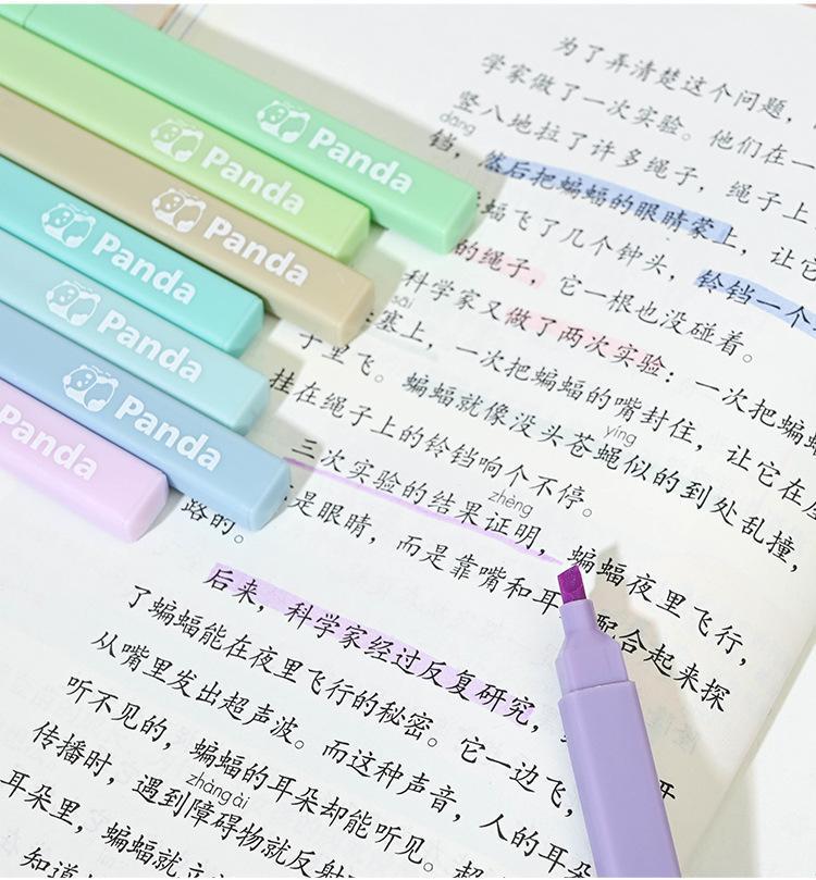 Cartoon panda highlighter, high appearance level, eye-protecting slanted marker pen, colorful key point marking notebook doodle marker pen pic 15