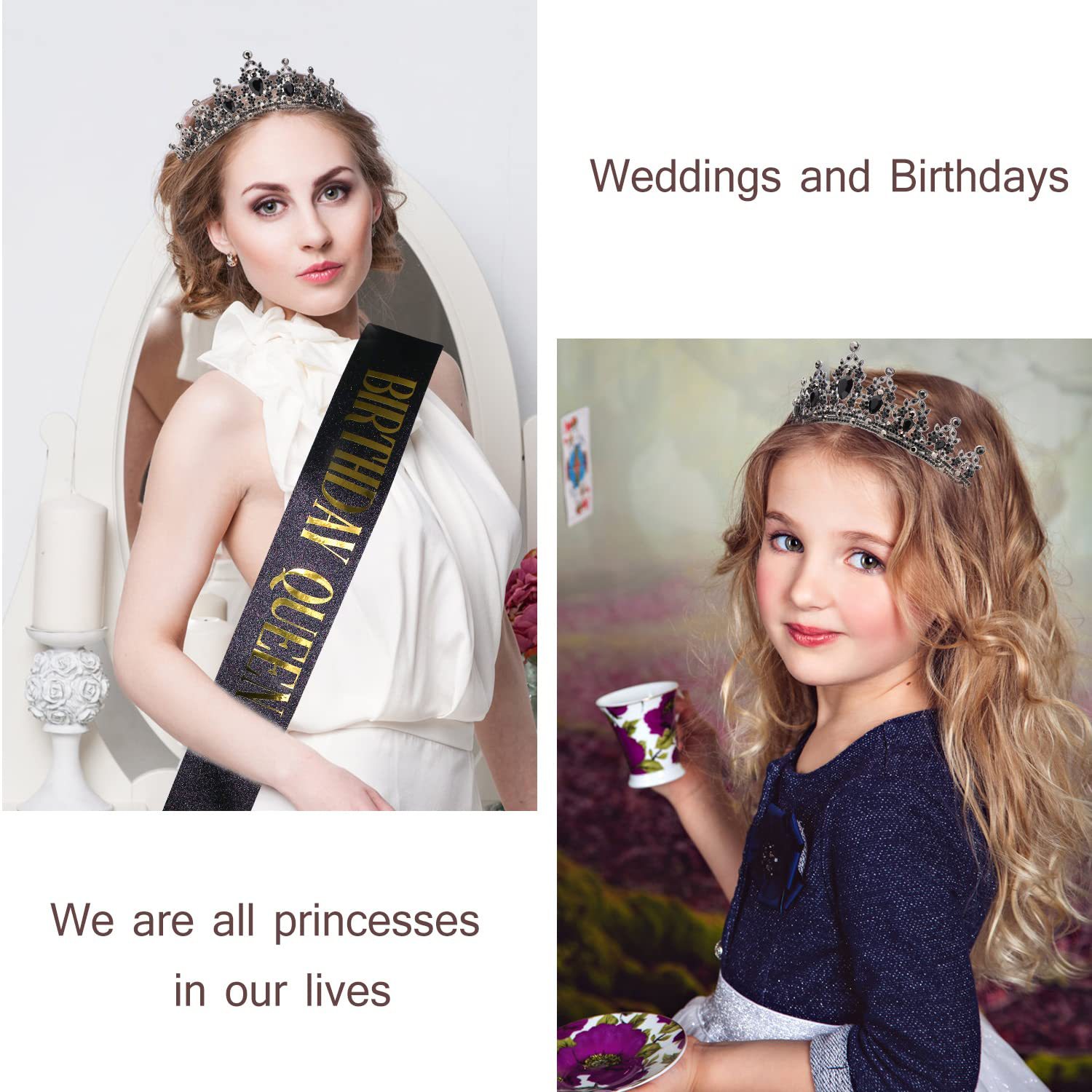 跨境亚马逊 皇冠头饰生日发箍闪钻女王巴洛克皇冠头饰套装详情12