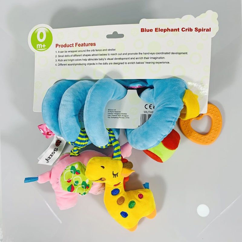 New elephant and lion bed, newborn cartoon animal music car, BB hanger, rattle plush toy pic 9