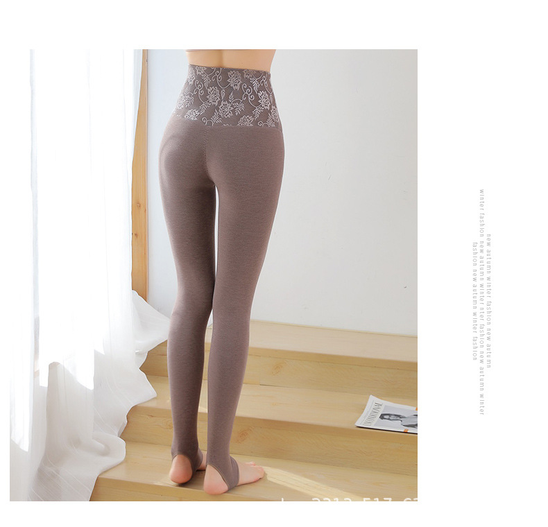 Cotton high-waisted, belt-tightening tights, jacquard shaping tights with fleece, tights, hip-lifting shaping pants, autumn and winter waist-shaping pants for slimming pic 27