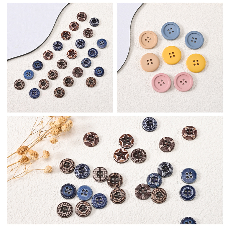 两眼树脂纽扣四眼面包扣黑白衬衫风衣树脂纽扣四眼面包扣细边透明详情16