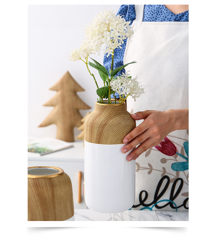 chinagoods Nordic minimalist living room ornaments, modern entrance TV, wine cabinet, vase, room dried flower decoration, soft furnishings, spliced wood grain pic 5