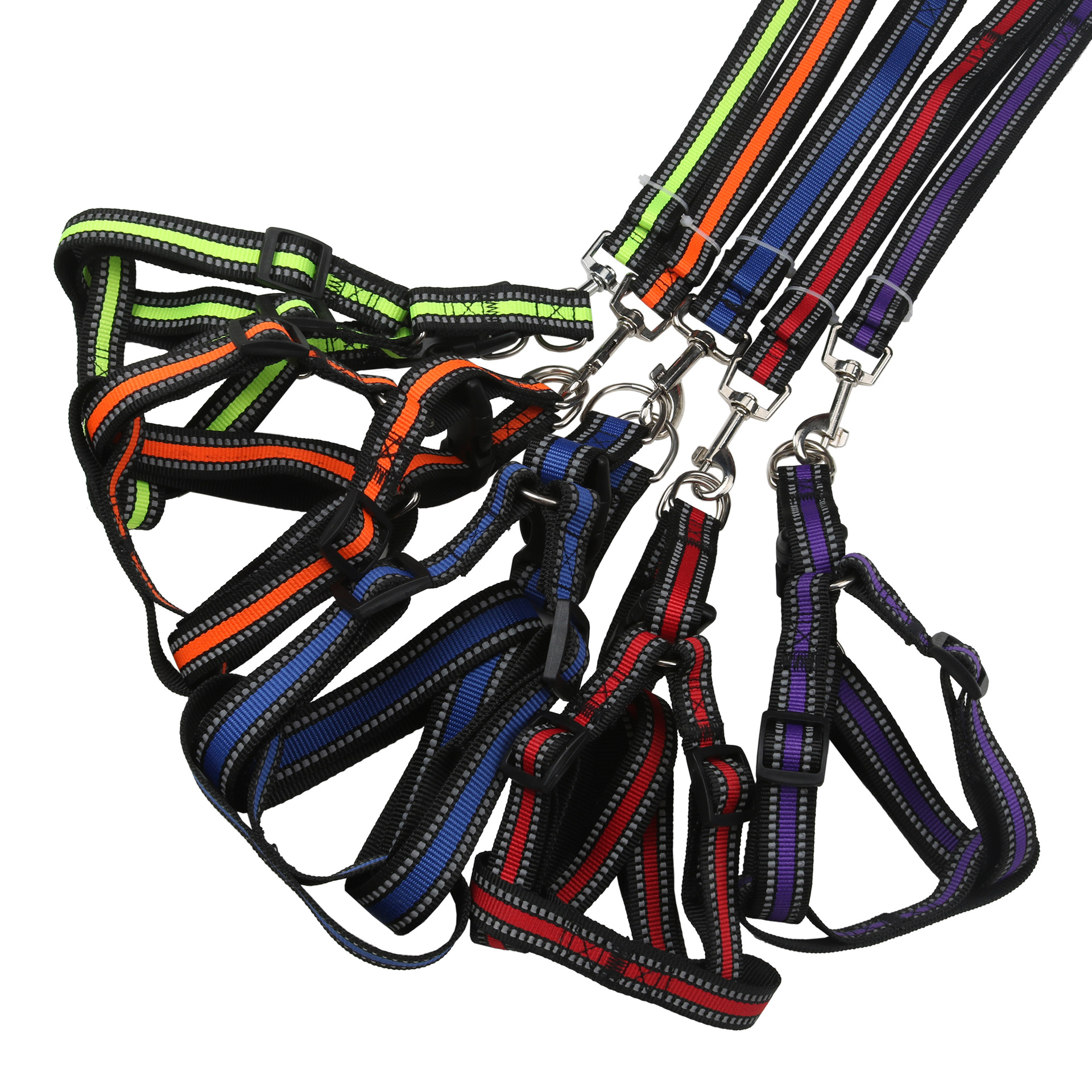 Pet dog leash, double-line reflective silk nylon leash, chest and back strap, small and medium-sized dog walking leash, dog chain, collar pic 20