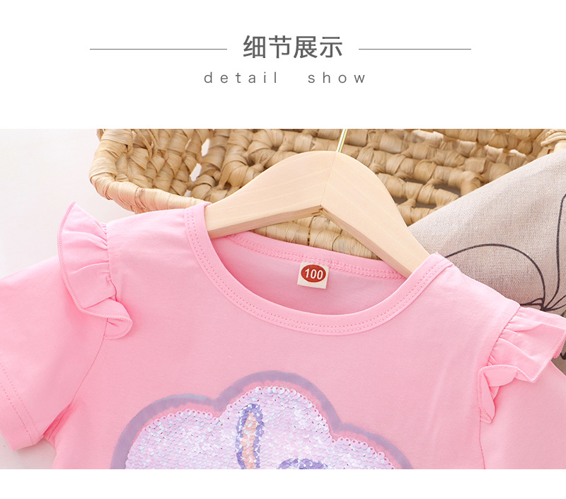 2024童装夏装新款女童短袖T恤体恤女童变色亮片上衣厂家一件代发详情17