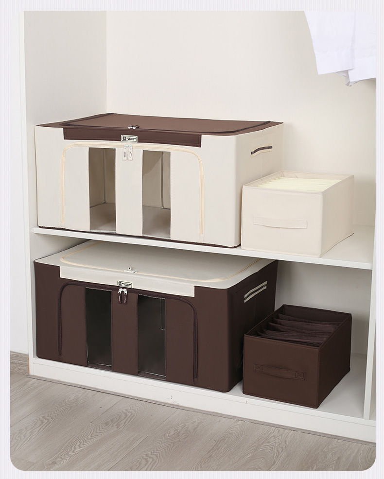 奥洁雅防水牛津布艺收纳箱120升大容量 衣物棉被四钢架折叠百纳箱详情12