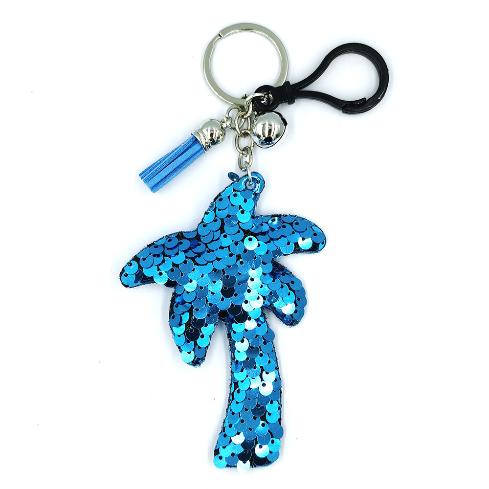 Reflective coconut tree keychain, sequined tassel, bell bag, car pendant, hanging decoration, accessories and accessories pic 10