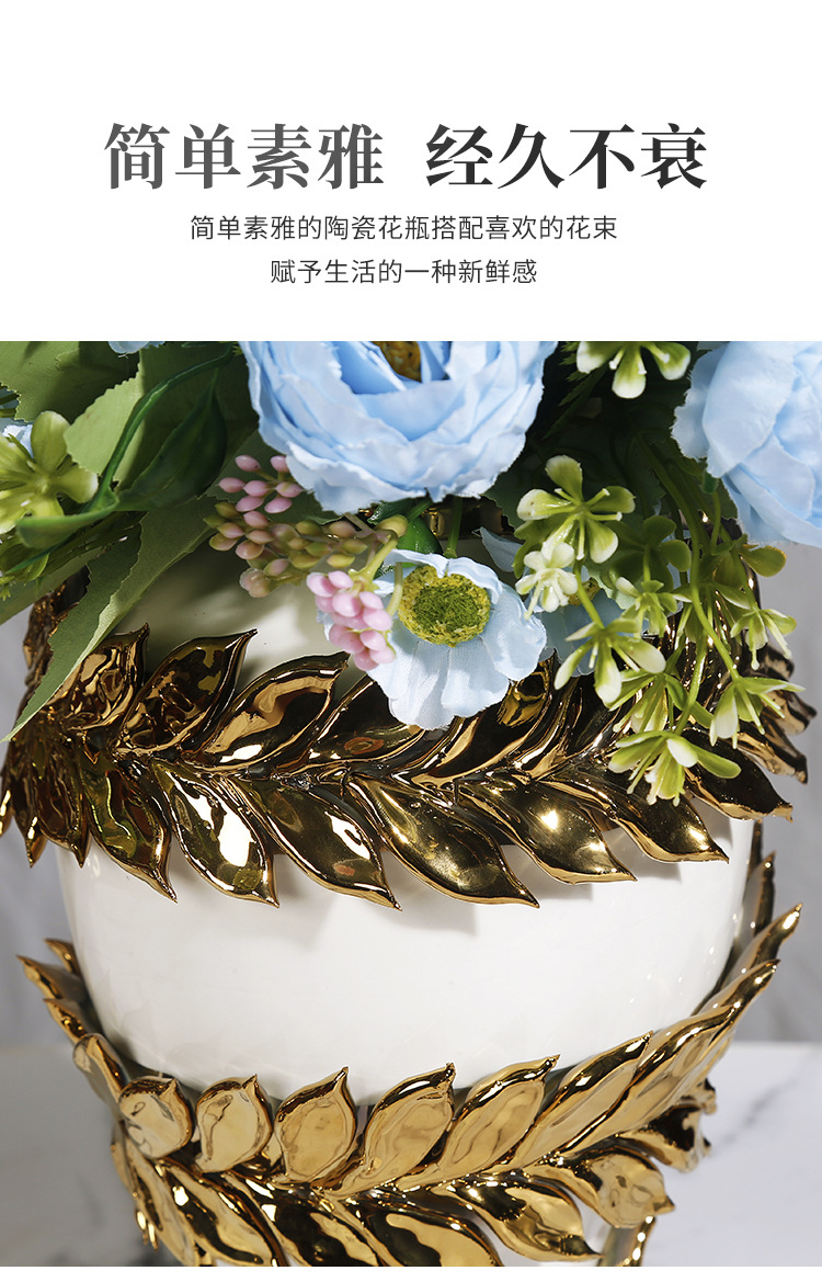 New ceramic electroplated decal golden general jar, European-style flower arrangement vase, handicraft display item, decorative storage jar pic 5