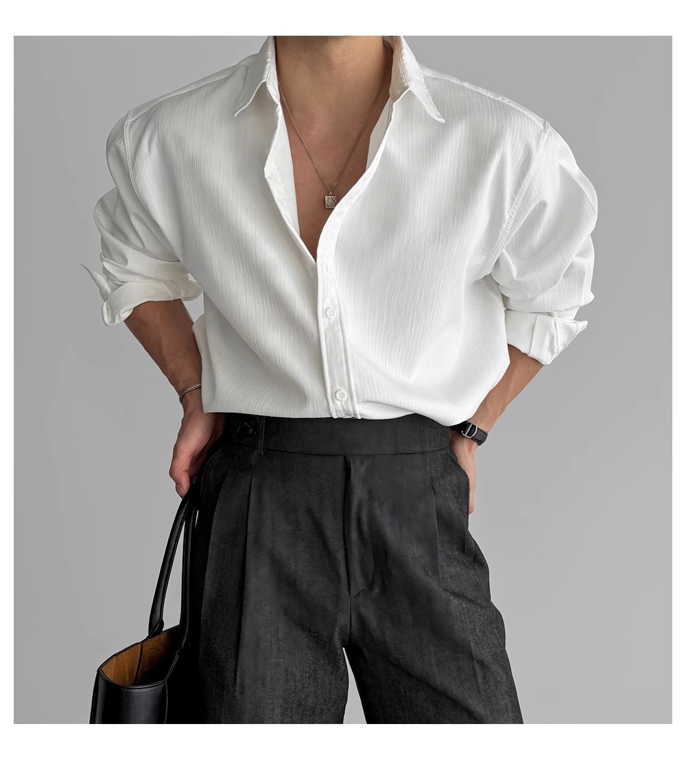 Black long-sleeved shirt for men, with a high-end vertical stripe texture, light mature style, inch shirt, versatile, no-iron casual business shirt pic 13