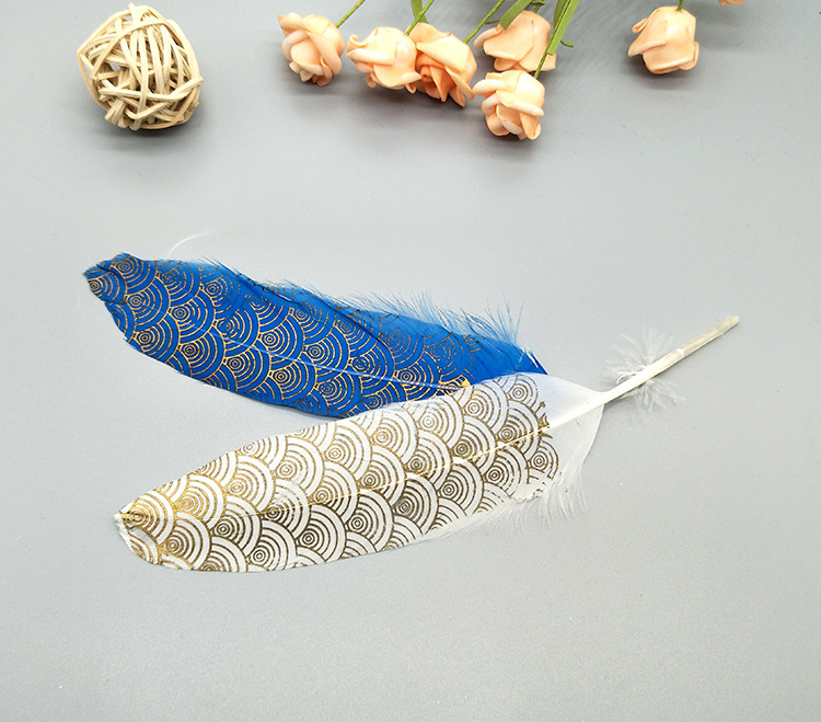 A large quill feather gift box with all-gold and all-silver feathers, paper card bookmarks and decorative quill pens pic 57