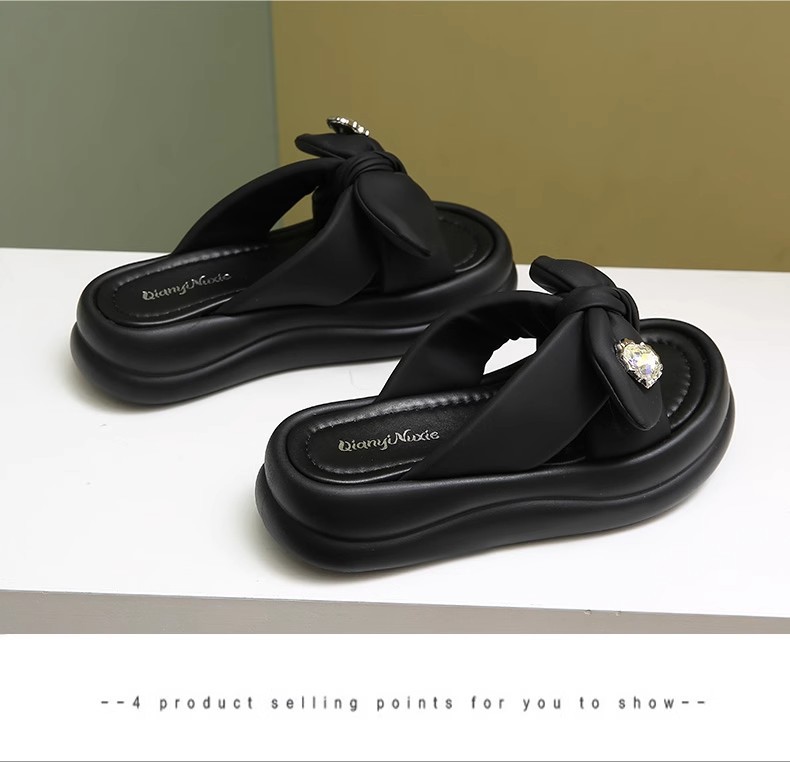 2024年夏季外穿舒适新款时尚休闲百搭厚底一字拖蝴蝶结女士凉拖鞋详情24