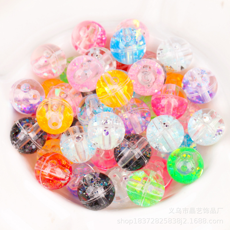 Acrylic straight-hole sand ball pendant, night light sheet perforated diy bracelet, mobile phone chain accessory material pic 6
