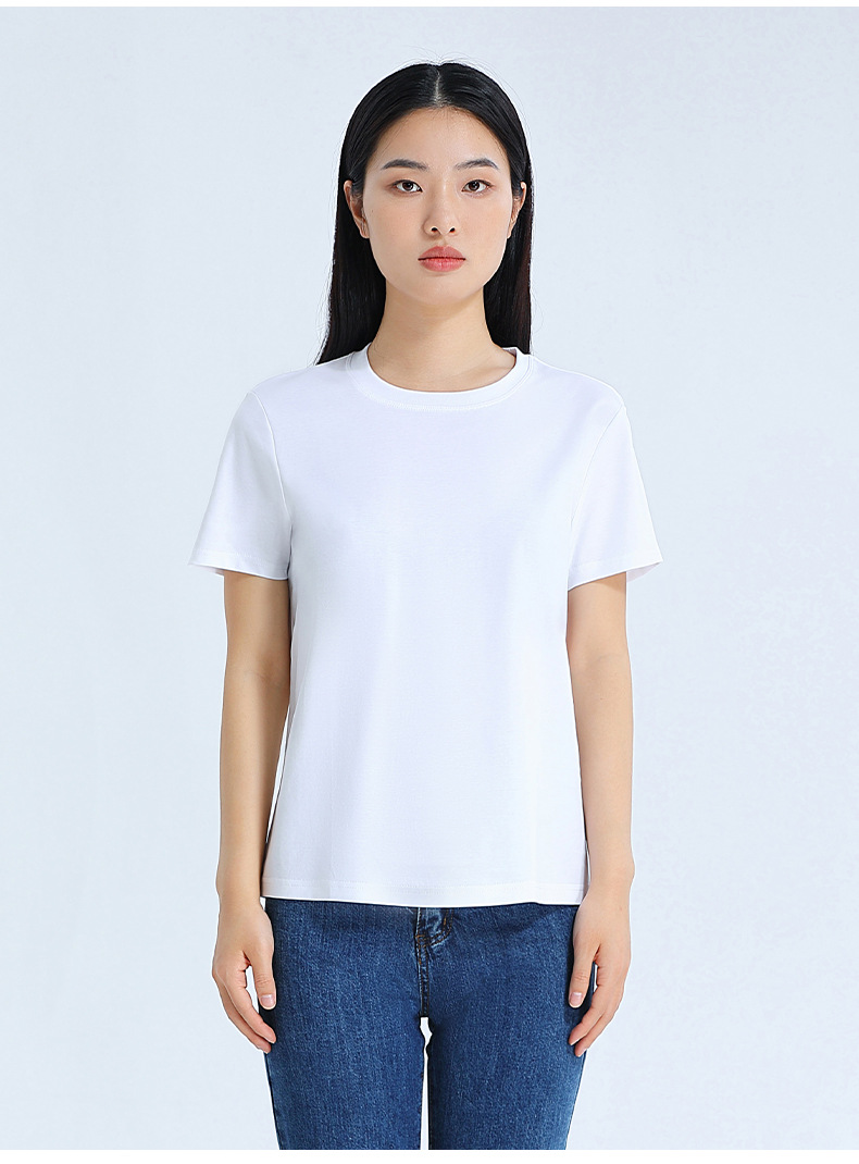 凉感T纯棉短袖T恤女宽松纯色基础内搭打底夏新款圆领白色女装详情37
