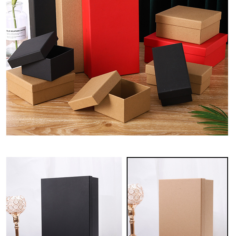 Wedding souvenir gift box, black and red gift box, large kraft paper box, top and bottom cover, monkey head packaging box, gift box pic 13