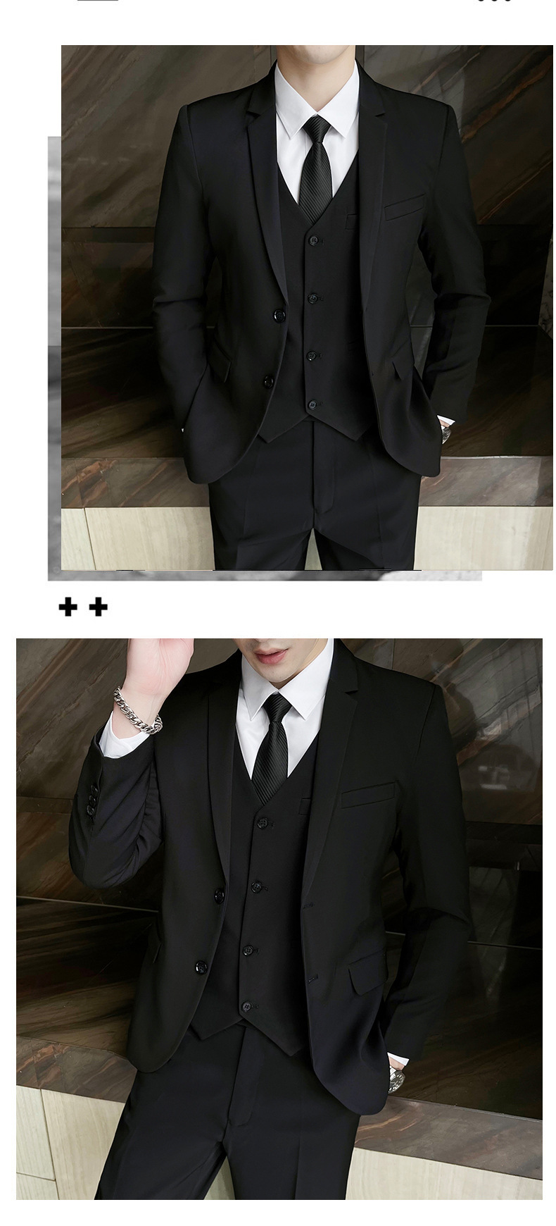 高档质感西服男士韩版修身上衣外套伴郎新郎结婚商务职业正装套装详情4
