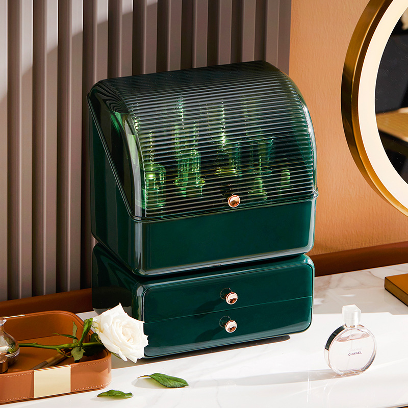 跨境化妆品收纳盒防尘网红护肤品桌面收纳家用梳妆台面膜置物架详情4