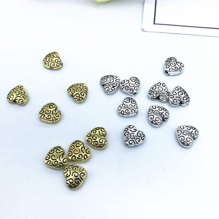 DIY alloy heart retro bead handcrafted material bracelet, necklace and accessory factory direct sales. Colors can be customized pic 4