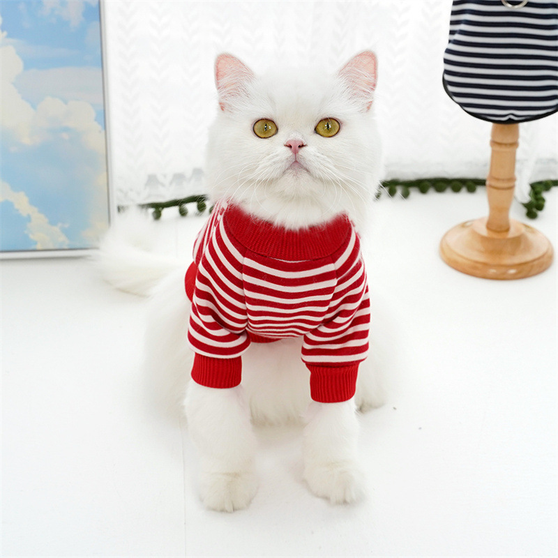 Pet autumn and winter warm striped sweatshirts, Teddy bichon Frise dog and cat clothes, small and medium-sized dog manufacturer wholesale supplies pic 5