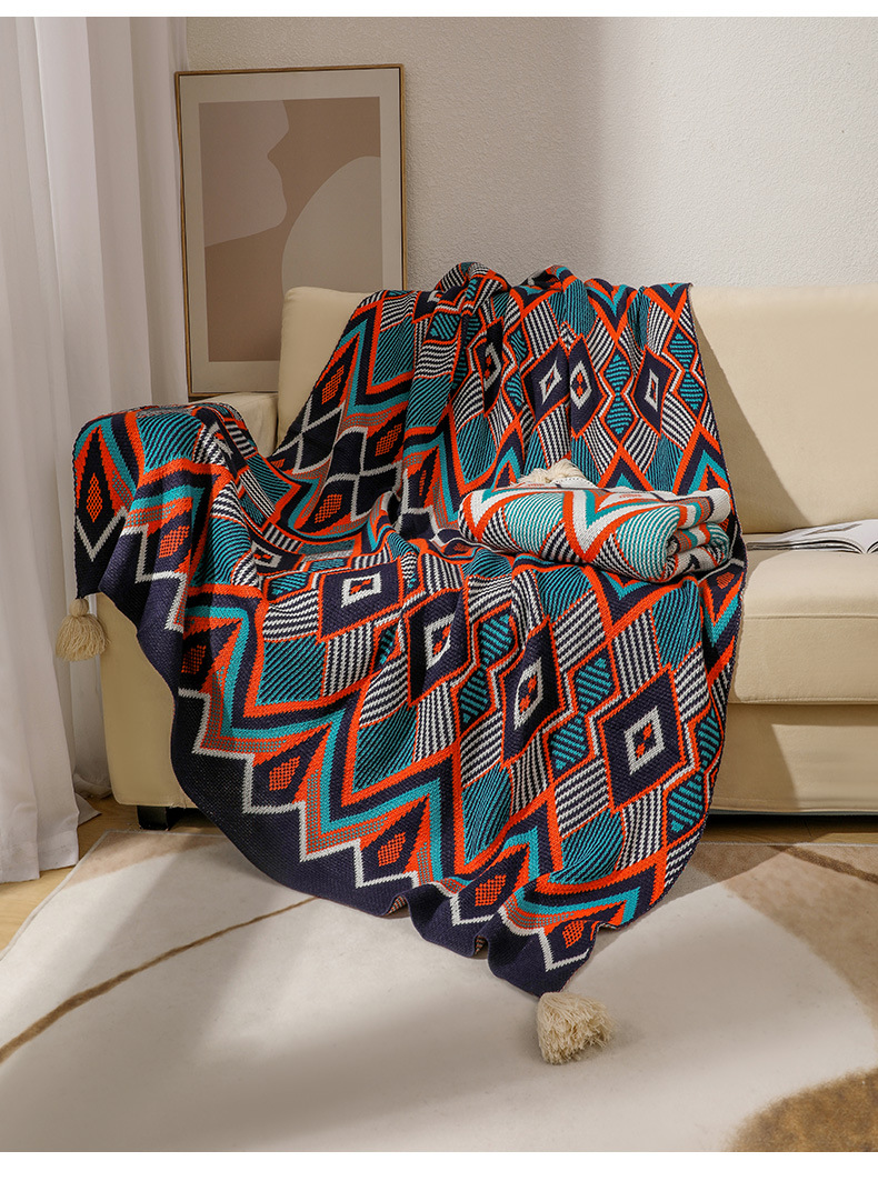 Bohemian sofa cover blanket, air conditioning blanket, all-season universal nap blanket, ethnic-style bed, tail blanket, and lap blanket pic 7