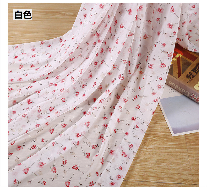 New small floral printed fabric, beach towels, silk scarves, printed fabric, polyester woven floral chiffon, in stock pic 45
