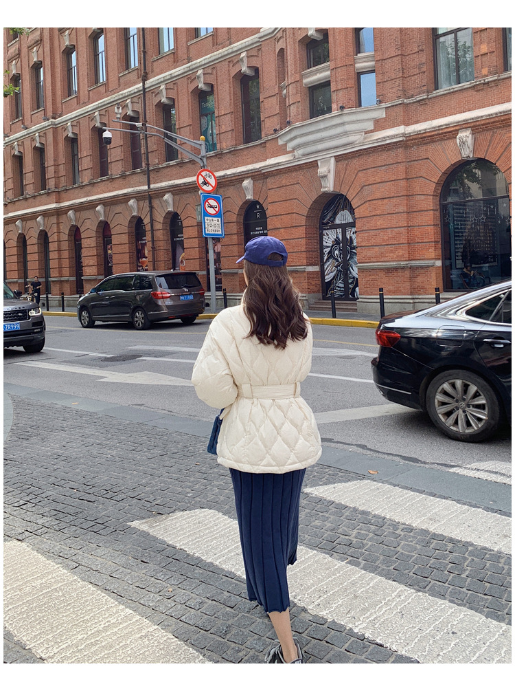 白色羽绒棉服女冬外套2022年新款轻薄收腰韩版欧货冬装短款面包服详情35