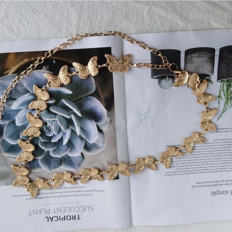 新款蝴蝶金属甜美女腰链跨境春季裙子百搭亚马逊小雏菊银色腰带详情10