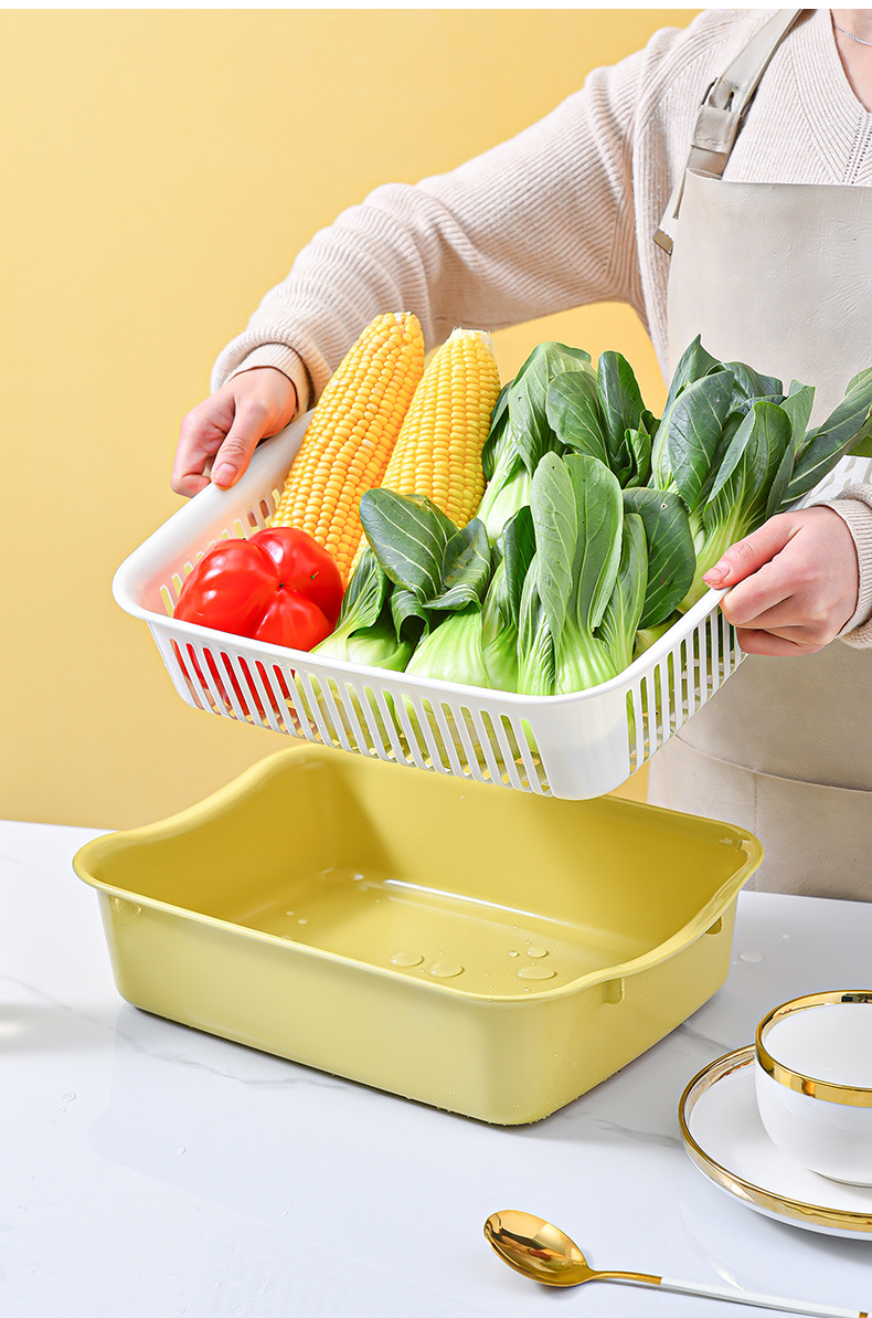 Multi-functional storage basket, fruit plate, Nordic creative double-layer draining basket, plastic household vegetable basin, kitchen and living room pic 16