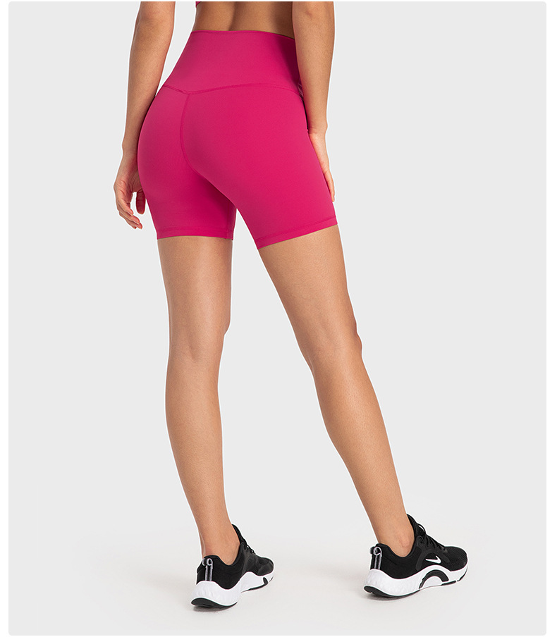 New nude-feel, no-embarrassment line solid color yoga shorts, double-sided brushed tight elastic sports and fitness three-inch pants for women pic 39