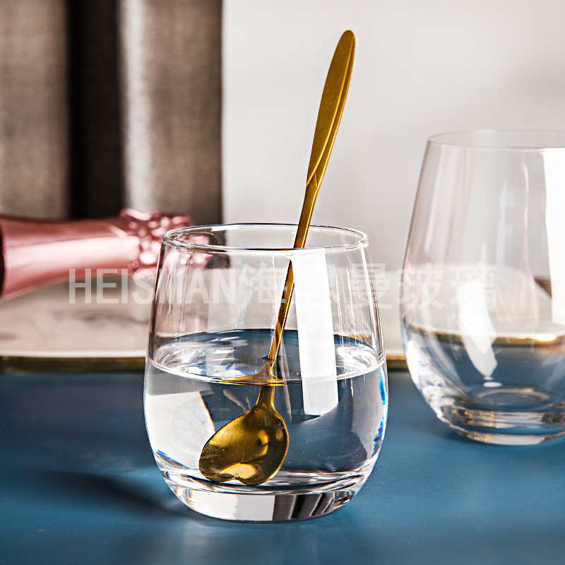 ins minimalist crystal glass cups, restaurant water cups, heat-resistant egg-shaped cups, mousse cups, large-capacity juice cups, LOGO pic 4