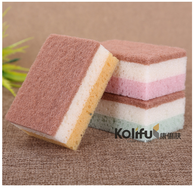 Wholesale of 5PCS of three-color mixed and matched dishwashing sponges with strong decontamination power and kitchen magic cleaning sponges from the manufacturer pic 10